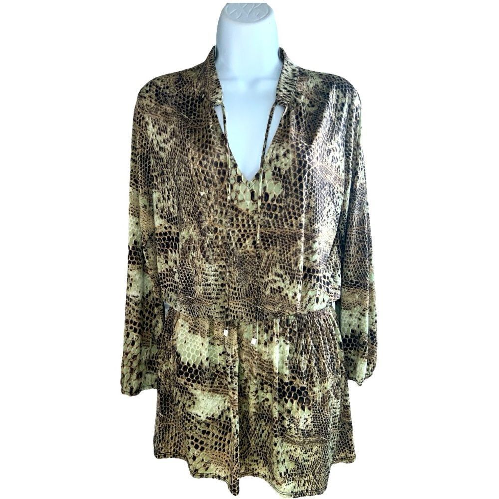 ARIELLA Mini Dress Long Sleeves Sneak Printed Pattern Size S.